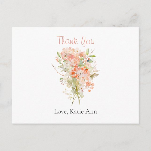 Carte Postale Aquarelle rose Fleur sauvage Floral (Devant)