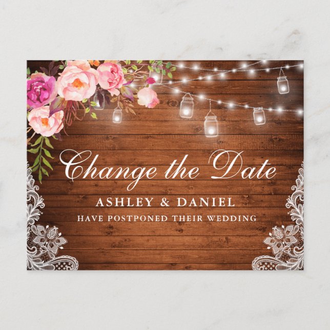 Carte Postale Aquarelle Rose Floral Bois Confitures Modifier La  (Devant)