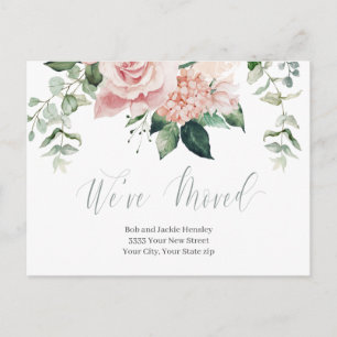 Carte Postale Aquarelle rose floral Nous avons déplacé Faire-par