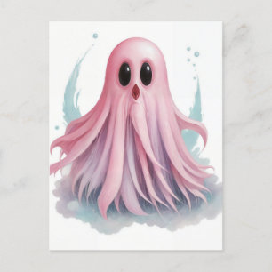 Carte Postale Aquarelle rose Ghost Art AI