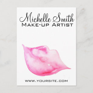 Carte Postale Aquarelle rose lèvres maquillage marque