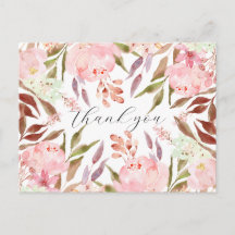 Aquarelle rose peonie florale remerciement