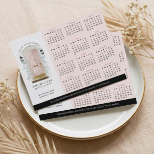 Carte Postale Aquarelle rose Porte Immobilier 2025 Calendrier