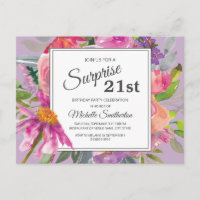 Aquarelle rose pourpre Floral 21e anniversaire