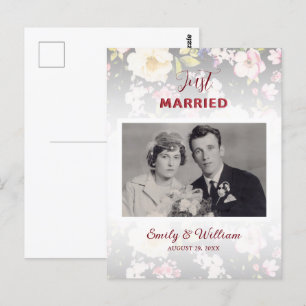 Carte Postale Aquarelle rose Roses jaunes, noir flou, Mariage