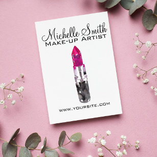 Carte Postale Aquarelle rose rouge à lèvres marque maquillage