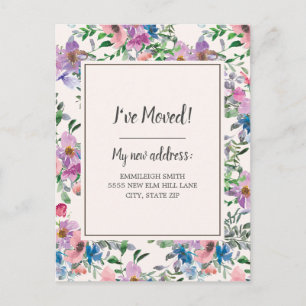 Carte Postale Aquarelle rose violet Faire-part mobile Floral
