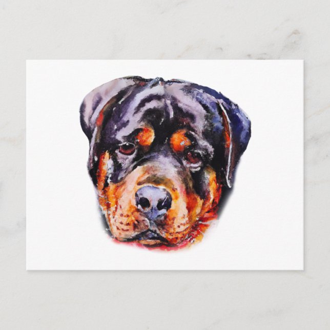 Carte Postale Aquarelle Rottweiler (Devant)