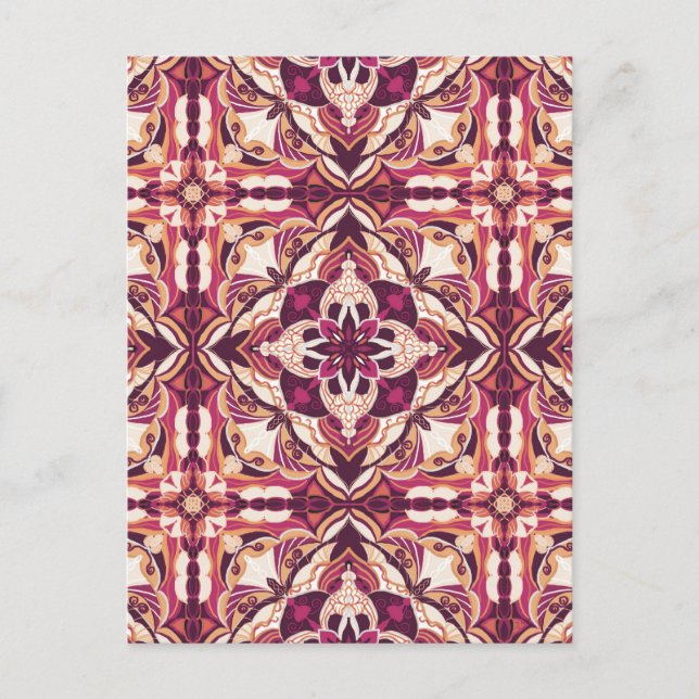 Carte Postale Aquarelle Rouge Azulejo Carrelage espagnol (Devant)