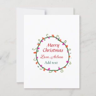 Carte Postale aquarelle rouge blanc floral wreath joyeux Noël