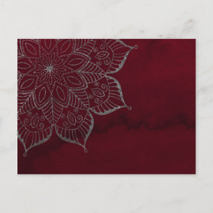Carte Postale Aquarelle rouge et Parties scintillant gris/argent
