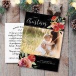 Carte Postale Aquarelle rouge Floral Joyeux Noël Photo<br><div class="desc">Célébrez la saison avec cette belle carte postale avec votre photo verticale entourée d'une superbe aquarelle rouge design floral "Joyeux Noël" dans un texte de calligraphie script. Ajoutez une note/une lettre personnalisée dactylographiée au dos ou, si vous le souhaitez, supprimez la note tapée et écrivez chaque carte postale individuellement. Ajoutez...</div>