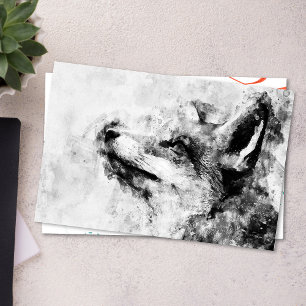 Carte Postale Aquarelle rouge renard noir et blanc 01