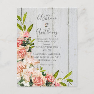 Carte Postale Aquarelle rousse rustique Floral Vintage Wedding