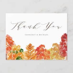 Carte Postale Aquarelle rustique Forêt d'automne Merci d'automne