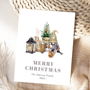 Carte postale Aquarelle Rustique Hygge Gnome