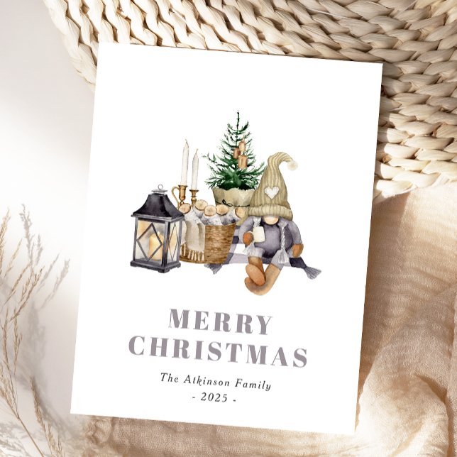 Carte postale Aquarelle Rustique Hygge Gnome (Créateur téléchargé)