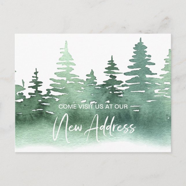 Carte Postale Aquarelle rustique Pine Trees Changer d'adresse (Devant)
