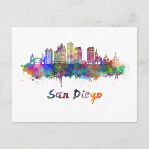 Carte Postale Aquarelle San Diego V2 en aquarelle