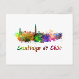 Carte Postale Aquarelle Santiago du Chili