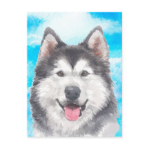Aquarelle Sibérienne Husky Dog Pet
