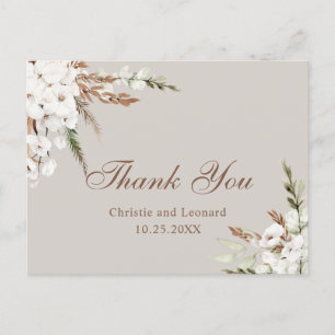 Carte Postale Aquarelle simple Elegant Mariage Boho Merci