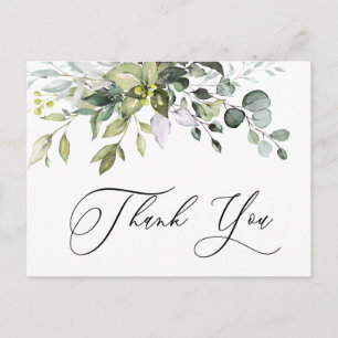 Carte Postale Aquarelle simple et élégante Merci Eucalyptus