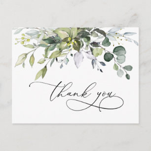 Carte Postale Aquarelle simple et élégante Merci Eucalyptus