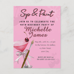 Carte Postale Aquarelle Sip & Peinture Art Anniversaire