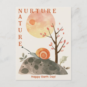 Carte Postale Aquarelle Snail Nurture Nature Jour des terres heu