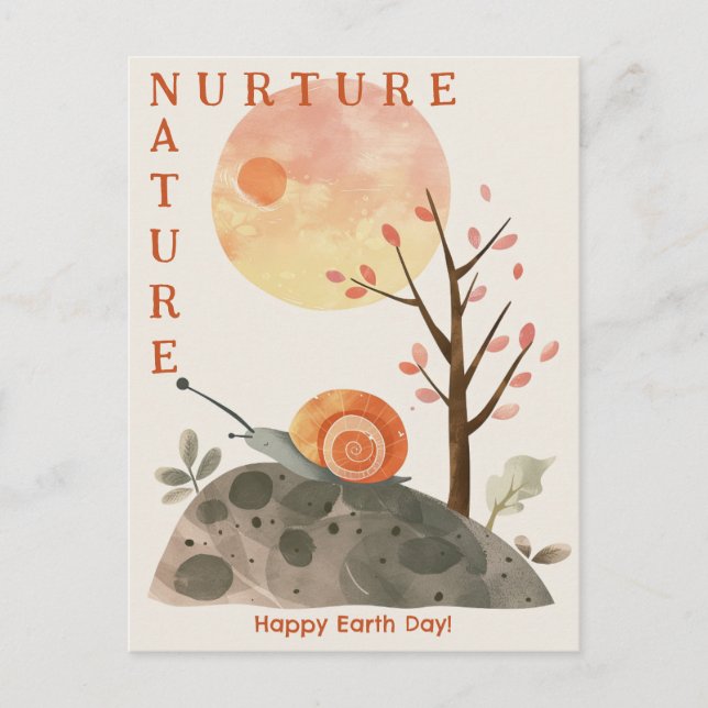Carte Postale Aquarelle Snail Nurture Nature Jour des terres heu (Devant)