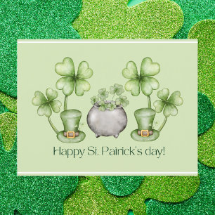 Carte Postale Aquarelle St Patrick's Day avec Shamrock