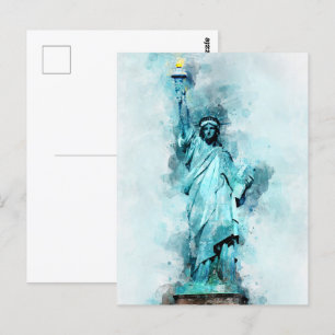 Carte Postale Aquarelle Statue de la Liberté