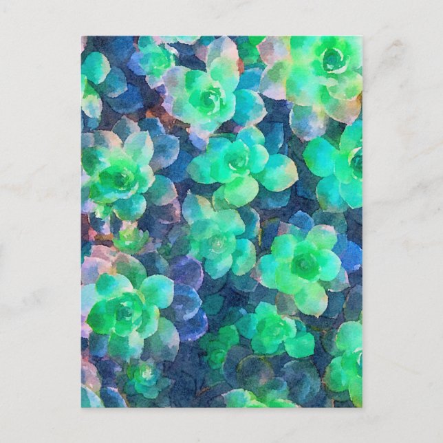 Carte Postale Aquarelle subtile florale dans les tons verts bota (Devant)