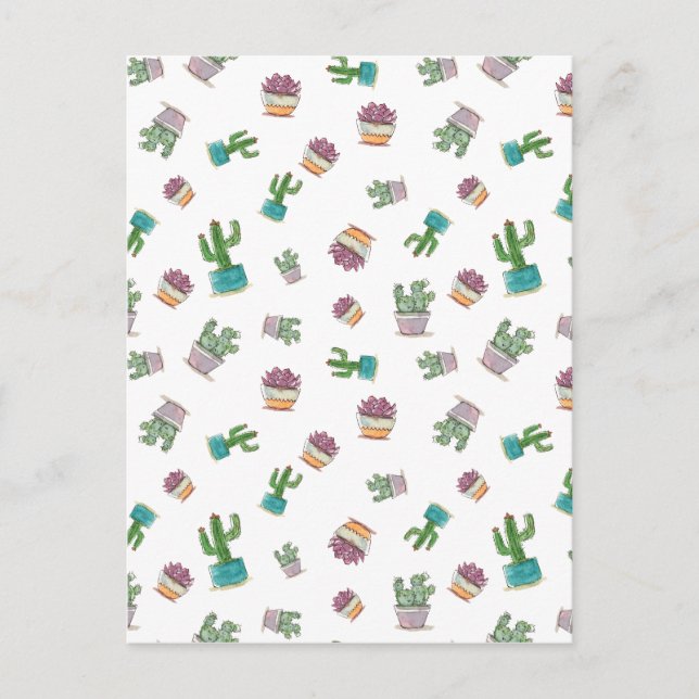 Carte Postale Aquarelle Succulent et Plante Cactus Motif (Devant)