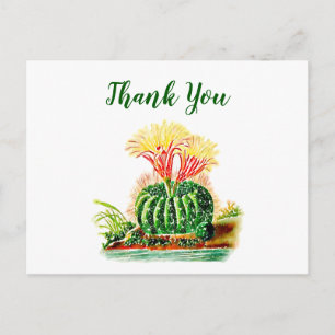 Carte Postale Aquarelle Succulent Merci Floral Cactus