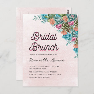 Carte Postale Aquarelle Succulents Baby shower d'été Bienvenue