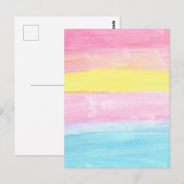 Carte Postale Aquarelle Sunset Horizon Abstraite (Devant / Derrière)