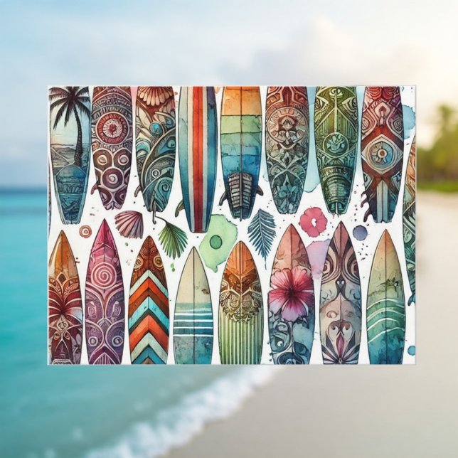 Carte Postale Aquarelle Surboards (Créateur téléchargé)
