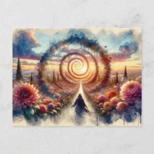 Carte Postale Aquarelle Surreal Floral Portal