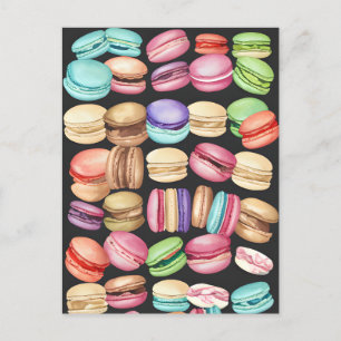Carte Postale Aquarelle tendance et artistique Macarons Motif