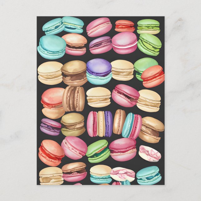 Carte Postale Aquarelle tendance et artistique Macarons Motif (Devant)