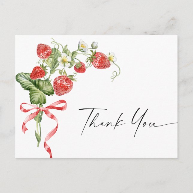 Carte Postale Aquarelle tendance Meadow Merci fraise (Devant)