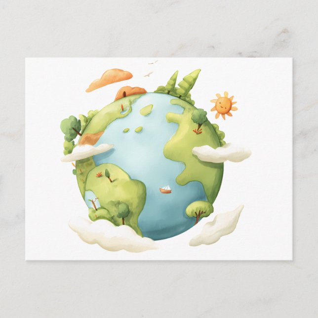 Carte Postale Aquarelle Terre - Cartographier la Terre avec l'El (Devant)