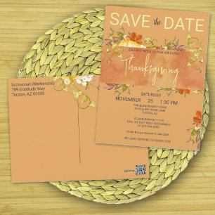 Carte Postale Aquarelle Thanksgiving Rustic Green & Feuille