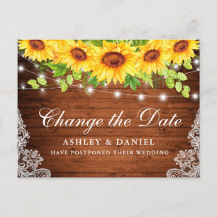 Carte Postale Aquarelle Tournesol Floral Bois Changer La Date