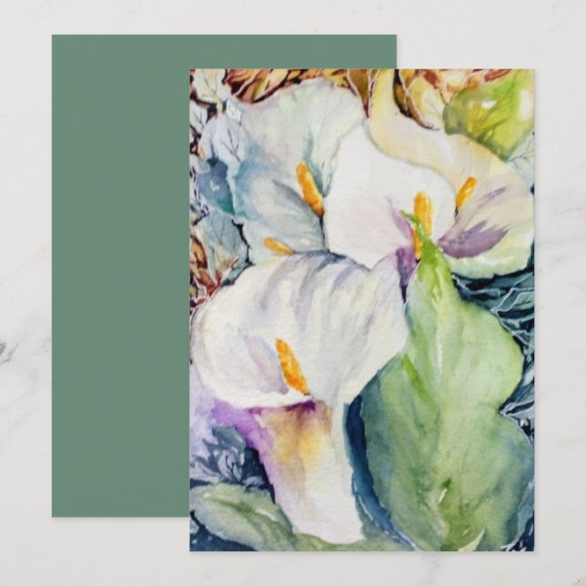 Carte postale Aquarelle trois cals blancs (Devant / Derrière)