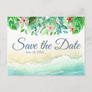 Carte Postale Aquarelle Tropical Beach Wedding Enregistrer la da