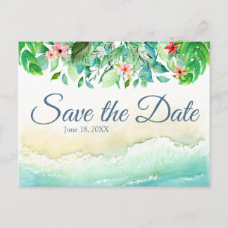 Carte Postale Aquarelle Tropical Beach Wedding Enregistrer la da