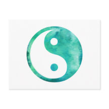 Aquarelle turquoise Aqua Yin Yang Équilibre du tao